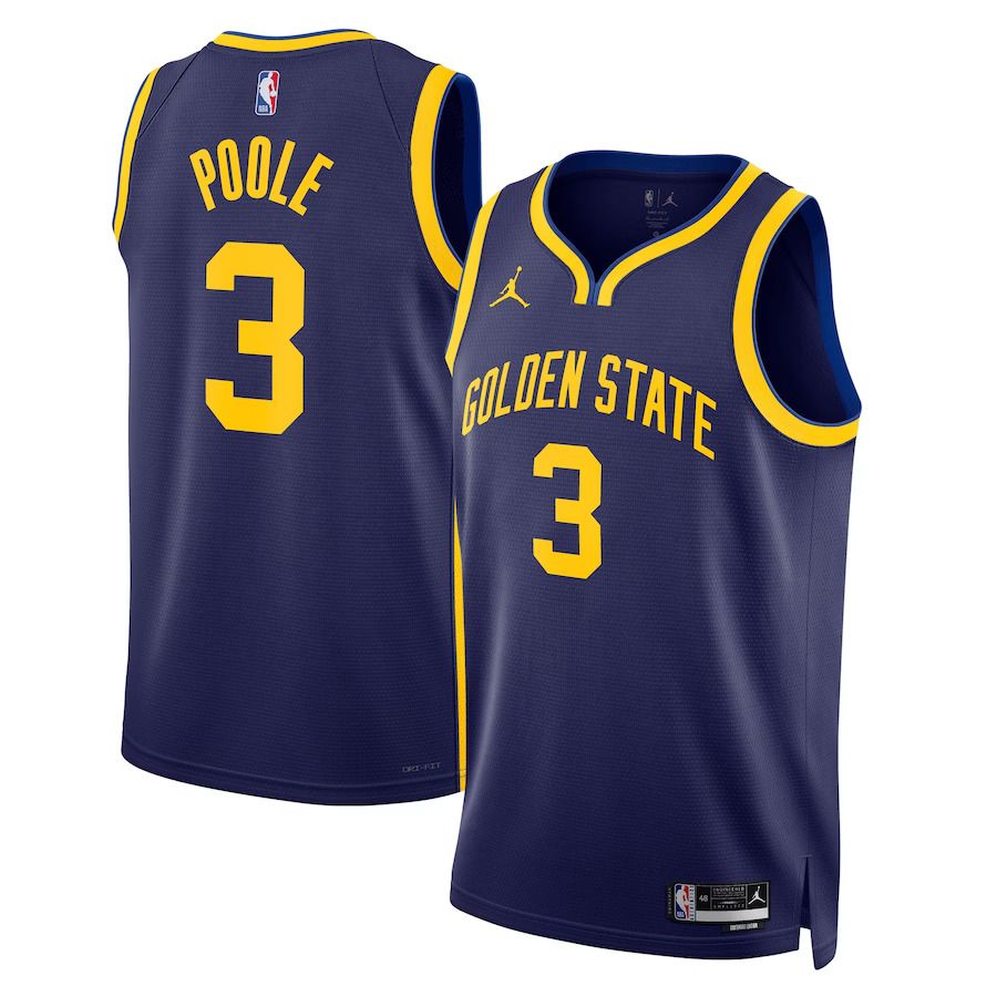 Men Golden State Warriors 3 Jordan Poole Jordan Brand Navy 2022-23 Statement Edition Swingman NBA Jersey